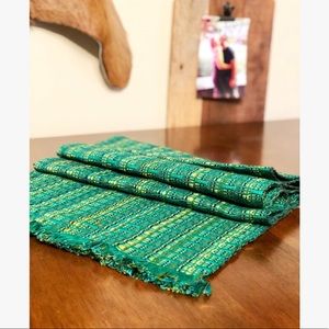 Green Artisan Handmade Fringe Table Runner